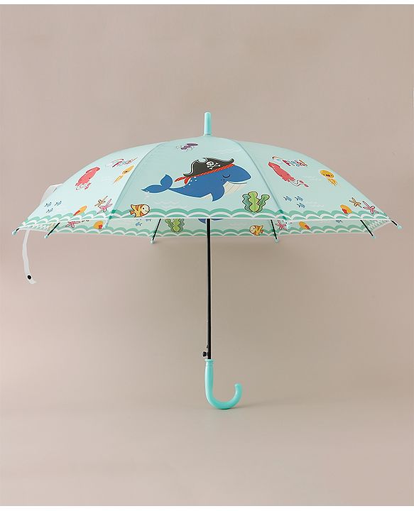 Babyhug  Free Size Umbrellawith Sea Life Theme Print - Light Green