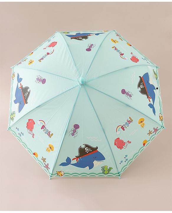 Babyhug  Free Size Umbrellawith Sea Life Theme Print - Light Green