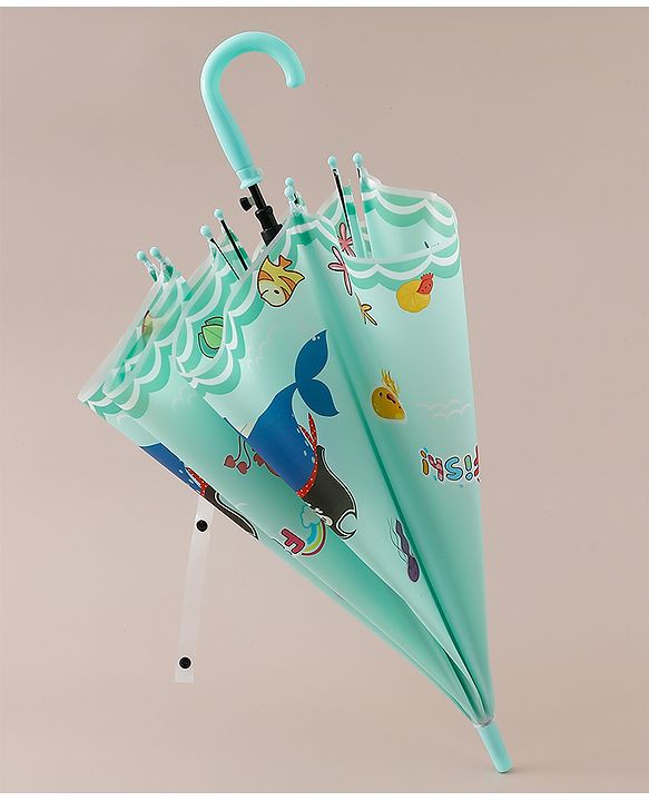 Babyhug  Free Size Umbrellawith Sea Life Theme Print - Light Green