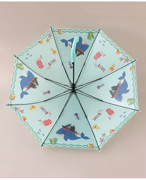 Babyhug  Free Size Umbrellawith Sea Life Theme Print - Light Green