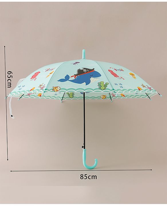 Babyhug  Free Size Umbrellawith Sea Life Theme Print - Light Green