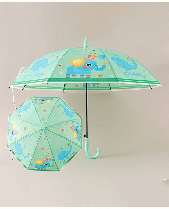 Babyhug Free Size Elephant Printed Umbrella - Light Green