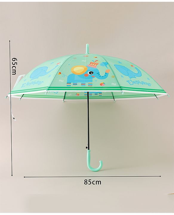 Babyhug Free Size Elephant Printed Umbrella - Light Green