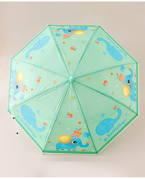 Babyhug Free Size Elephant Printed Umbrella - Light Green
