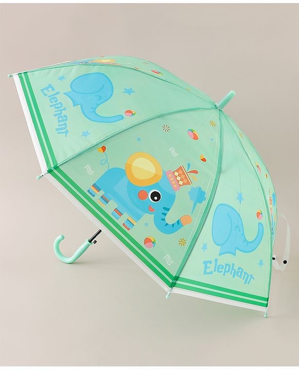 Babyhug Free Size Elephant Printed Umbrella - Light Green