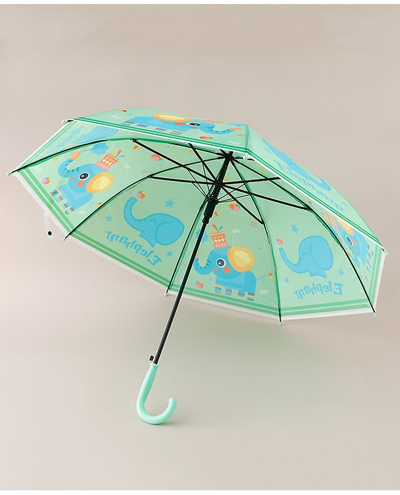 Babyhug Free Size Elephant Printed Umbrella - Light Green