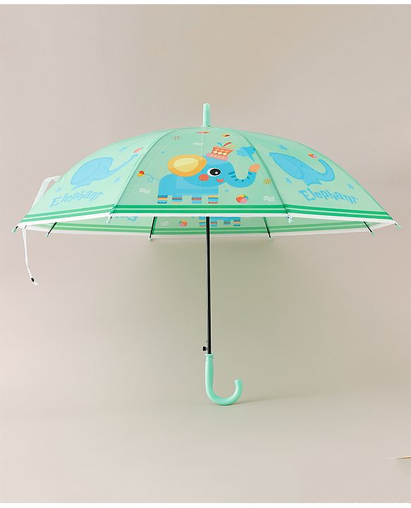 Babyhug Free Size Elephant Printed Umbrella - Light Green