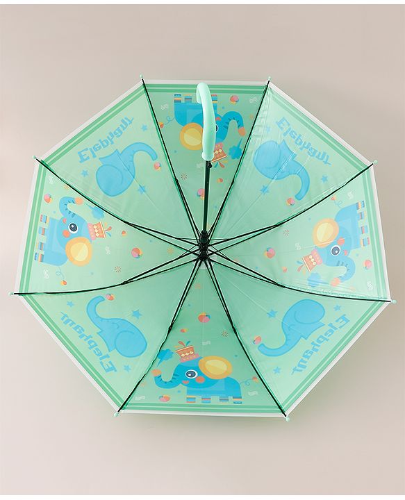 Babyhug Free Size Elephant Printed Umbrella - Light Green