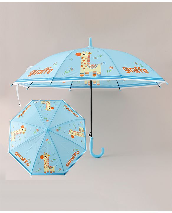 Babyhug Free Size Giraffe Printed Umbrella - Light Blue
