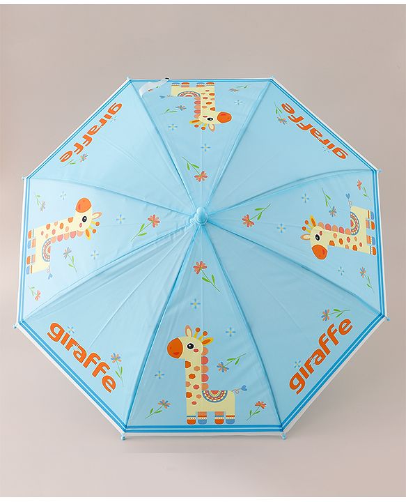 Babyhug Free Size Giraffe Printed Umbrella - Light Blue
