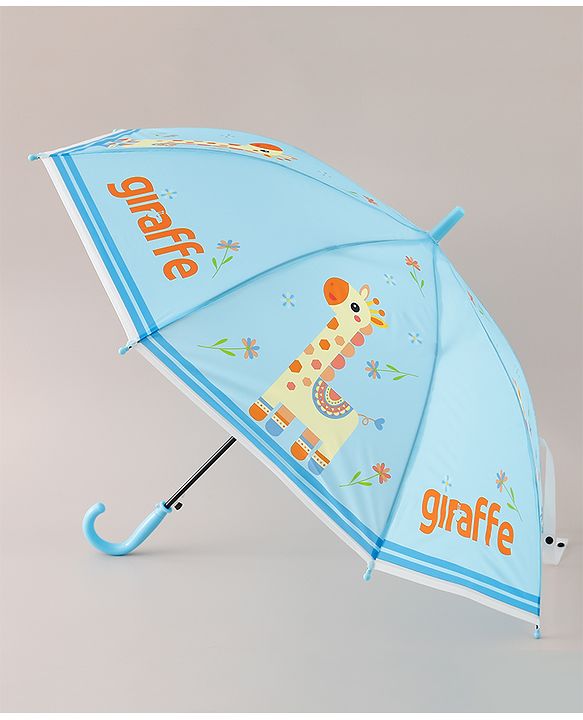 Babyhug Free Size Giraffe Printed Umbrella - Light Blue