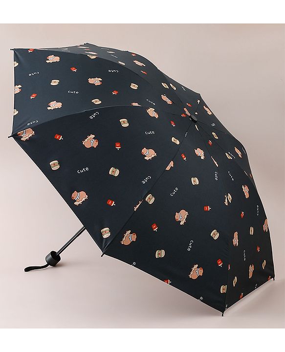Pine Kids Free Size Animal Printed Umbrella - Black