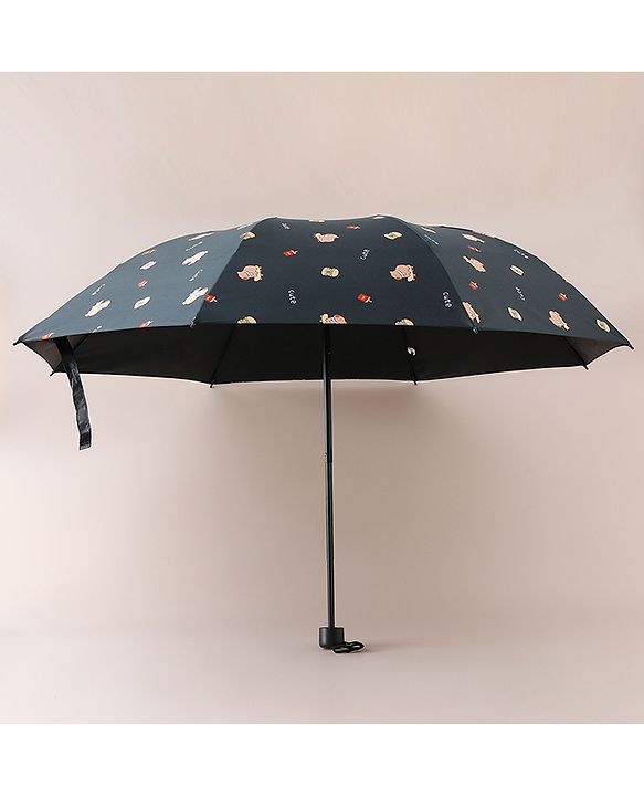 Pine Kids Free Size Animal Printed Umbrella - Black
