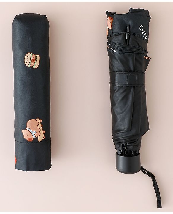 Pine Kids Free Size Animal Printed Umbrella - Black