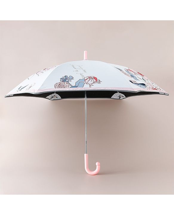 Pine Kids Umbrella With Floral Print - Pink & White