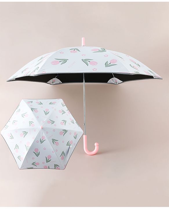 Pine Kids Free Size Floral Printed Umbrella - Pink & Light Blue