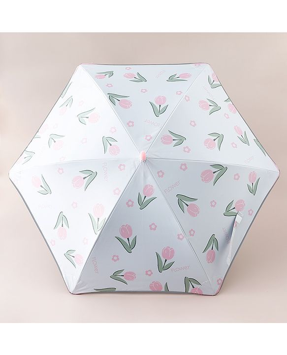 Pine Kids Free Size Floral Printed Umbrella - Pink & Light Blue
