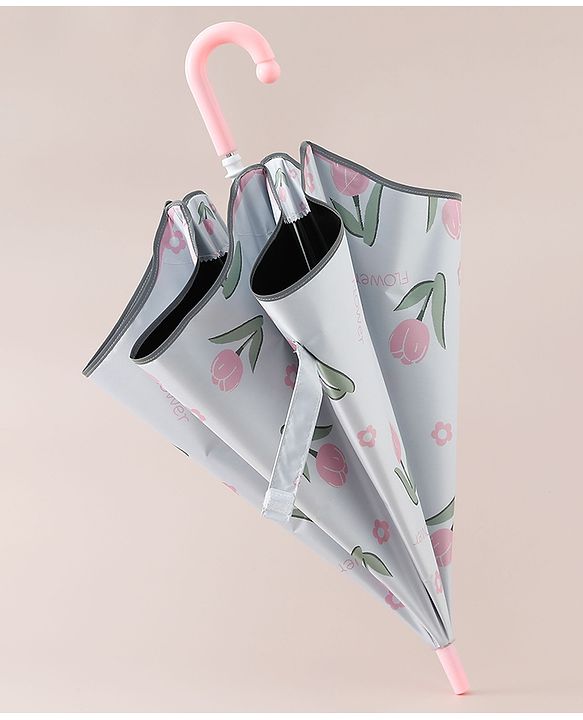 Pine Kids Free Size Floral Printed Umbrella - Pink & Light Blue