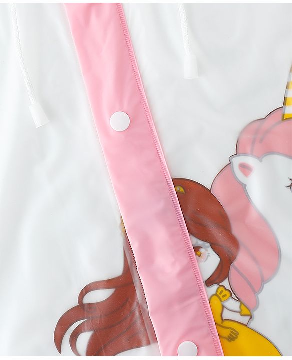Babyhug Full Sleeves Raincoat With Unicorn Print - Pink