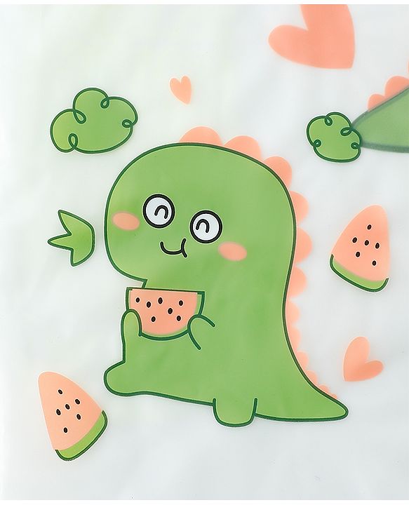 Babyhug Full Sleeves Raincoat With Dino Print - Green