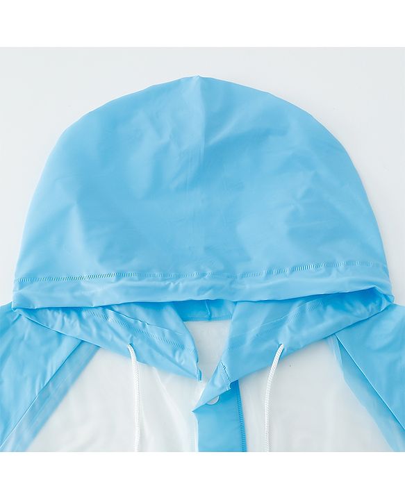 Babyhug Full Sleeves Raincoat With Dino Print - Blue