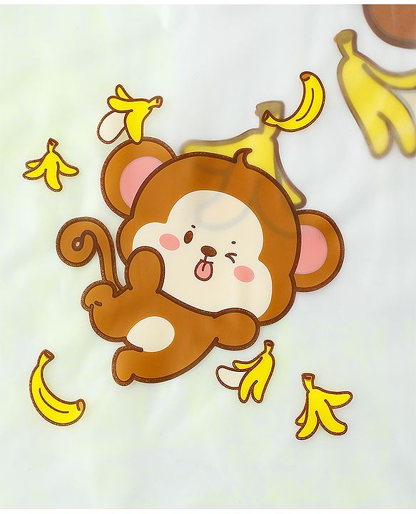 Babyhug Full Sleeves Raincoat With Monkey Print - Yellow