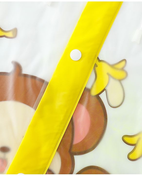 Babyhug Full Sleeves Raincoat With Monkey Print - Yellow
