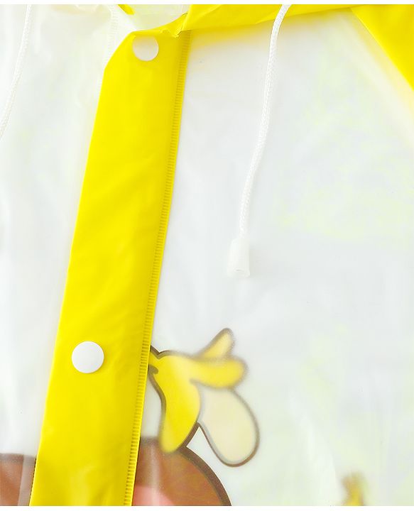 Babyhug Full Sleeves Raincoat With Monkey Print - Yellow