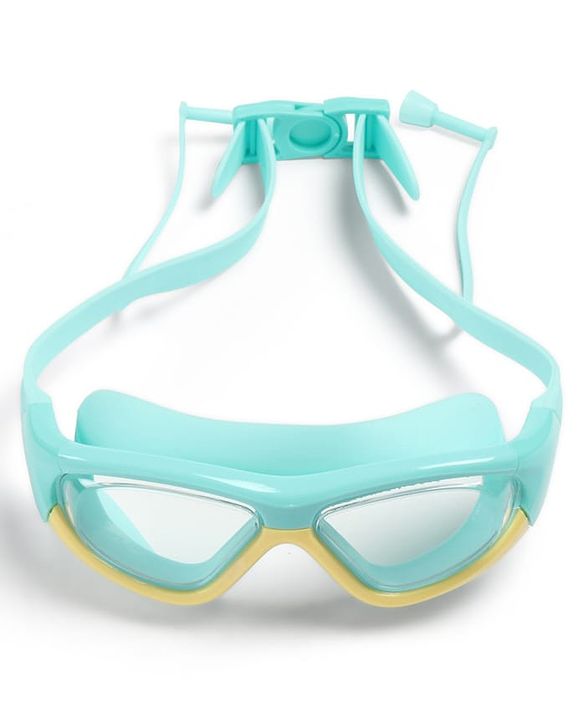 Pine Kids Swimming Goggles and Cap Set with Adjustable Fit- Light Green