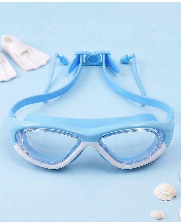Pine Kids Swimming Goggles and Cap Set with Adjustable Fit- Blue