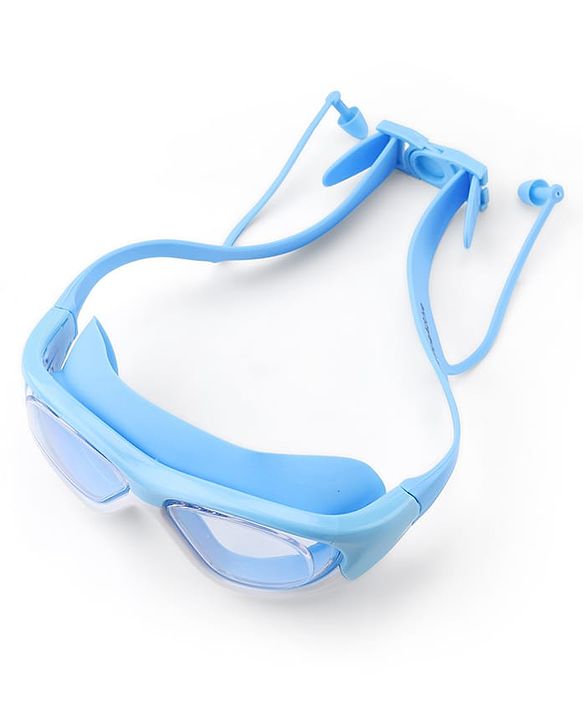 Pine Kids Swimming Goggles and Cap Set with Adjustable Fit- Blue