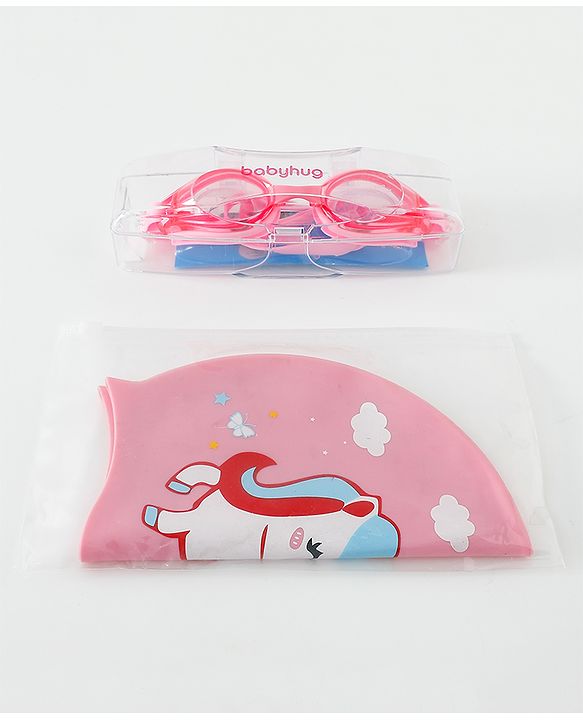 Babyhug Free Size Swimming Set Unicorn Print - Pink