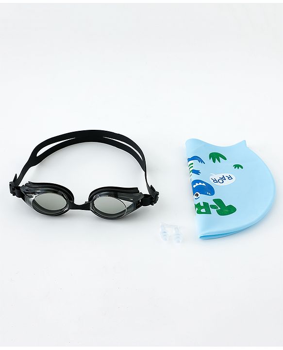 Babyhug Free Size Swimming Set Dinosaur - Light Blue