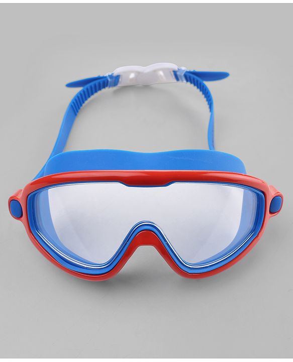 Pine Active Swimming Goggles and Cap Set with Adjustable Fit- Red & Blue