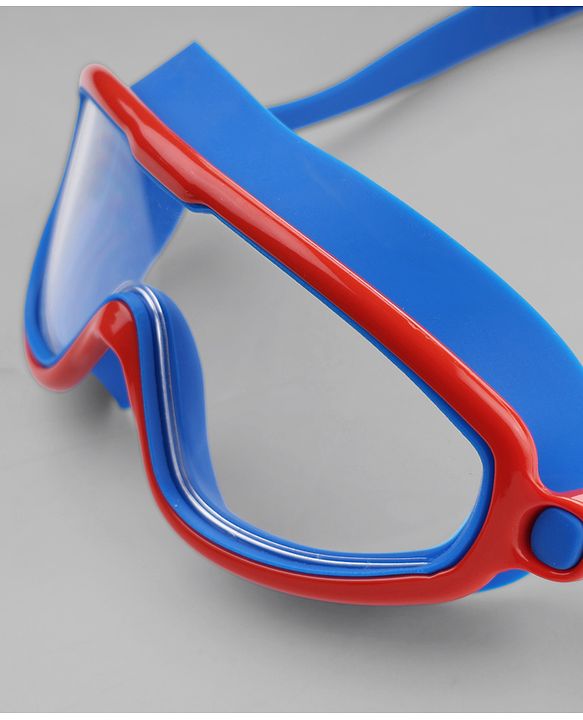 Pine Active Swimming Goggles and Cap Set with Adjustable Fit- Red & Blue