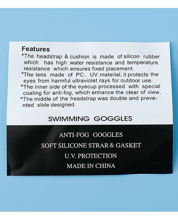 Babyhug Free Size Solid Swimming Goggles - Blue