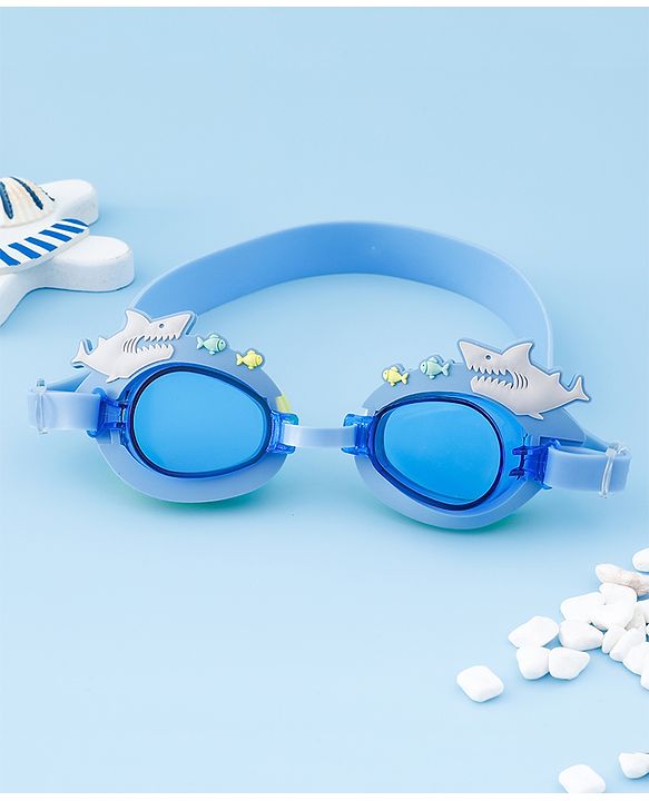 Babyhug Free Size Swimming Goggles With Sea Life Applique - Blue