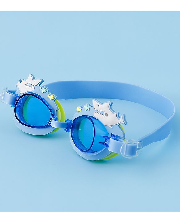 Babyhug Free Size Swimming Goggles With Sea Life Applique - Blue