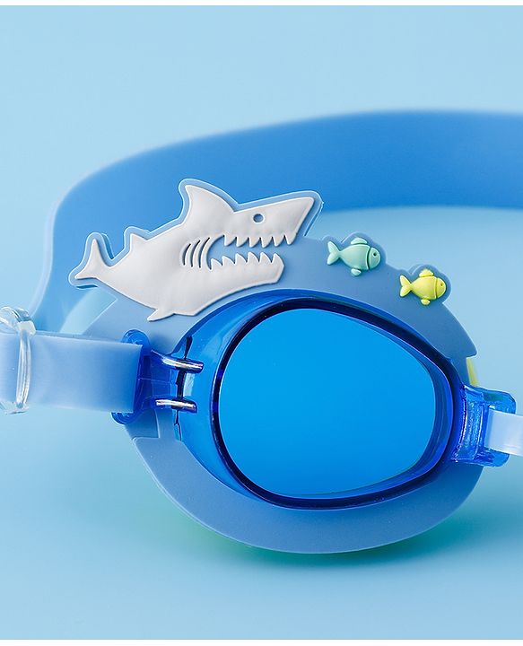 Babyhug Free Size Swimming Goggles With Sea Life Applique - Blue
