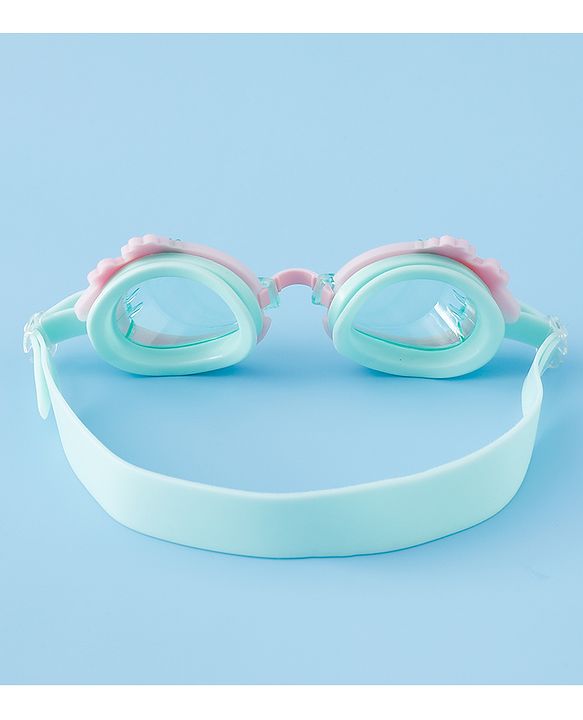 Babyhug Free Size Swimming Goggles With Floral Applique - Pink & Sea Green