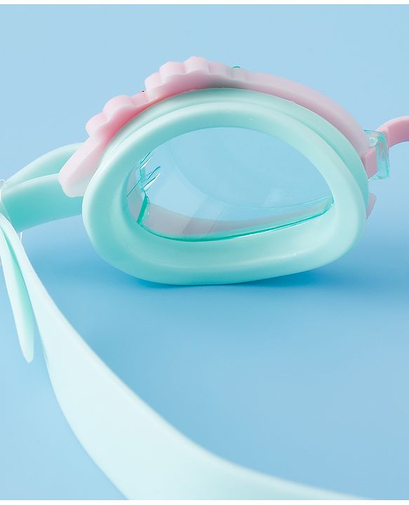 Babyhug Free Size Swimming Goggles With Floral Applique - Pink & Sea Green