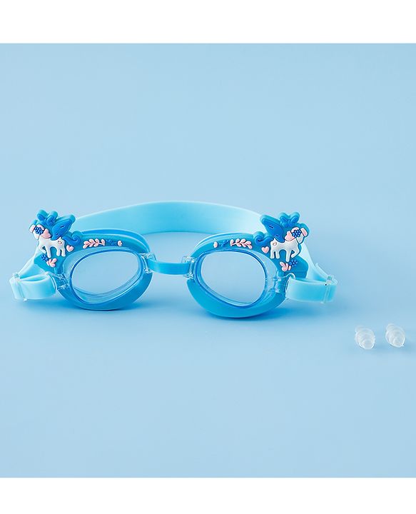 Babyhug Swimming Goggles With Unicorn Applique - Blue