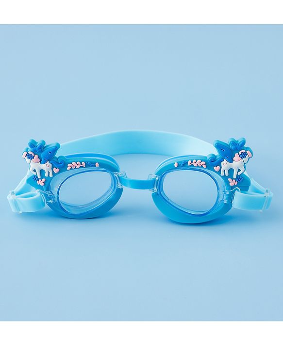 Babyhug Swimming Goggles With Unicorn Applique - Blue