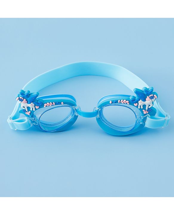 Babyhug Swimming Goggles With Unicorn Applique - Blue