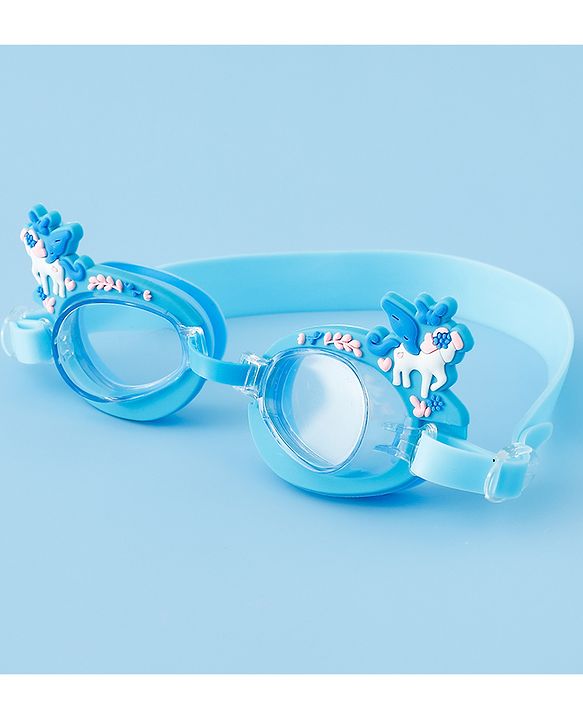 Babyhug Swimming Goggles With Unicorn Applique - Blue