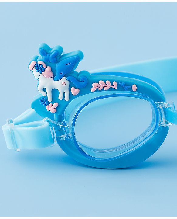 Babyhug Swimming Goggles With Unicorn Applique - Blue