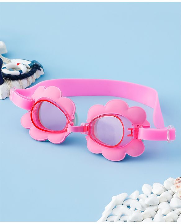 Babyhug Swimming Goggles With Floral Applique - Pink