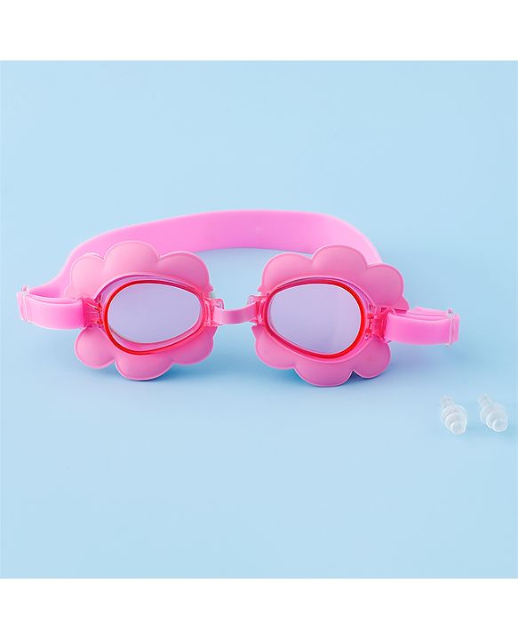 Babyhug Swimming Goggles With Floral Applique - Pink