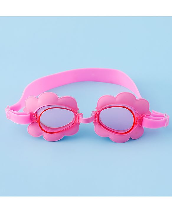 Babyhug Swimming Goggles With Floral Applique - Pink