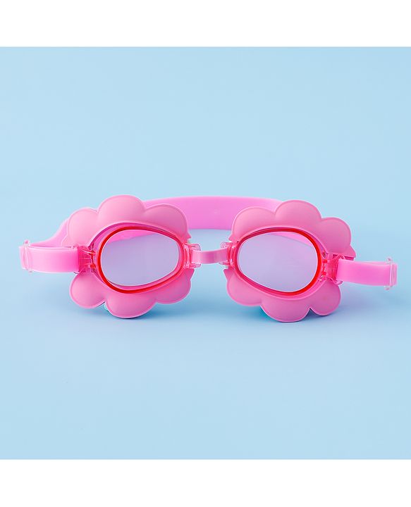 Babyhug Swimming Goggles With Floral Applique - Pink